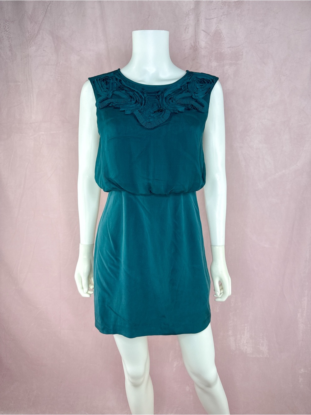 Tibi New York Womens 100% Silk Green Mini Dress Size 0 Sleeveless